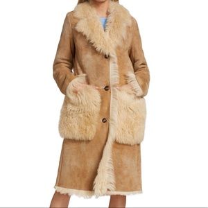 HELMUT LANG Shearling Longline Patch Pocket Coat